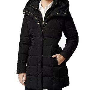 Cole Haan Signature Hooded Down & Feather coat Small Black full zipper